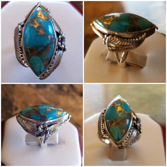 Genuine South Western Copper Turquoise Ring 6 - Picture 2 of 7